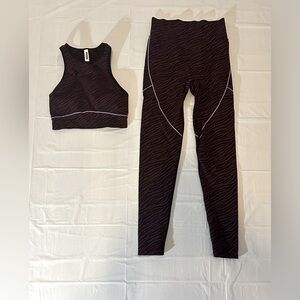 Victoria's Secret PINK Black and Deep Plum Zebra Print Top and leggings